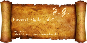 Hevesi Győző névjegykártya